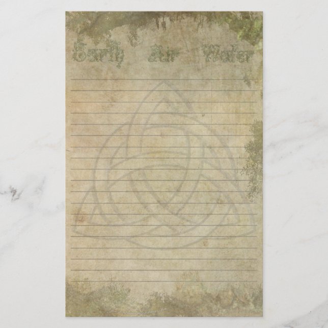 Triquetra Natural, Earth Air Water Lined Stationery (Front)