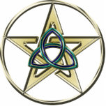 Triquetra Pentagram Ornament<br><div class="desc">The Triquetra knot has many beliefs associated with it. The Christian Trinity, the Wiccan Triple Goddess, and Neo-Pagan land, sea and sky are among the more modern ones. Triquetra Pentagram t shirts and gifts.</div>