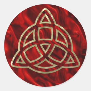 Triquetra Red Silk Classic Round Sticker