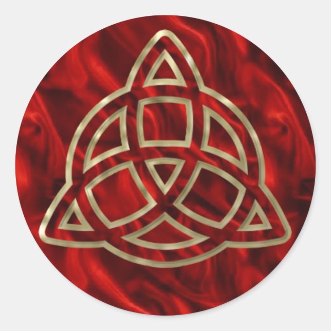 Triquetra Red Silk Classic Round Sticker (Front)