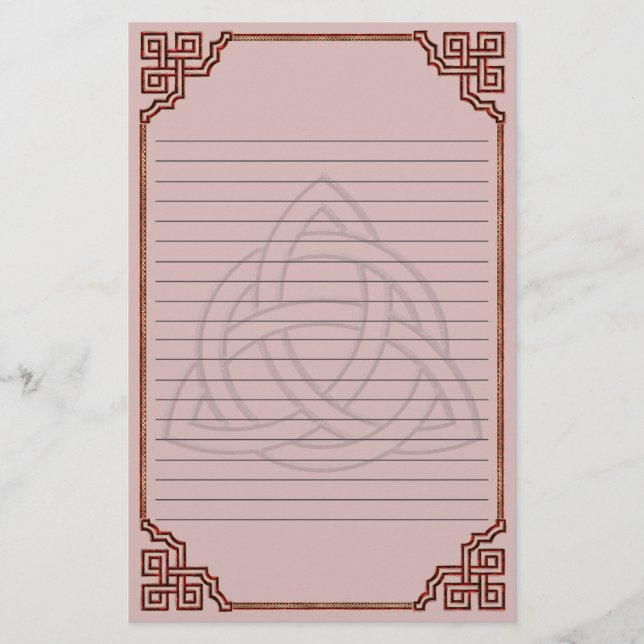 Triquetra Red Silk Lined Stationery (Front)