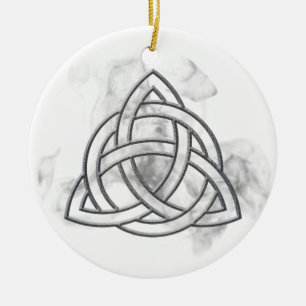 Triquetra Silver Bevel Ceramic Ornament