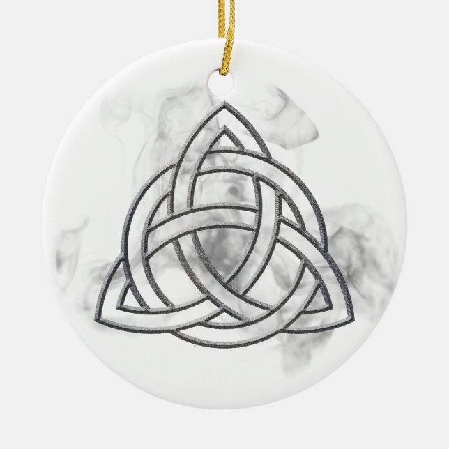Triquetra Silver Bevel Ceramic Ornament (Front)
