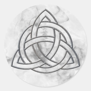 Triquetra Silver Bevel Classic Round Sticker