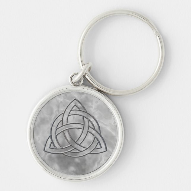 Triquetra Silver Bevel Keychain (Front)