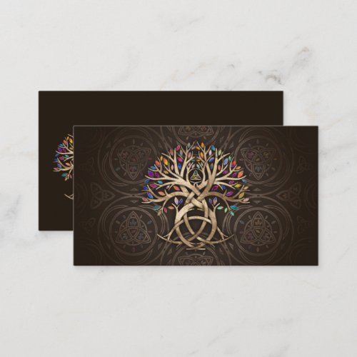 Triquetra Tree of life Colorful leaves Business Card