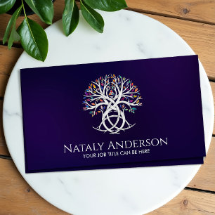 Triquetra Tree of life Colorful leaves Business Card