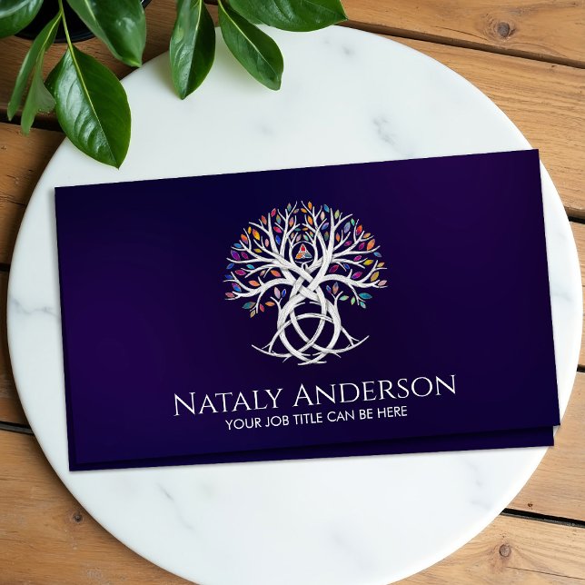 Triquetra Tree of life Colorful leaves Business Card (Creator Uploaded)