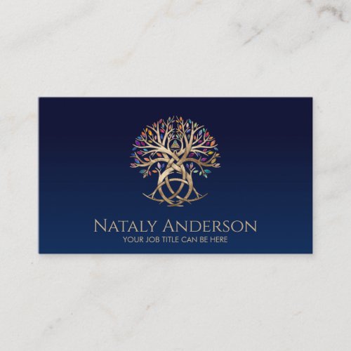 Triquetra Tree of life Colorful leaves Business Card