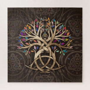 Triquetra Tree of life Colorful leaves Jigsaw Puzzle