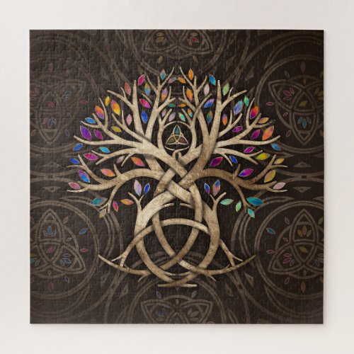 Triquetra Tree of life Colorful leaves Jigsaw Puzzle
