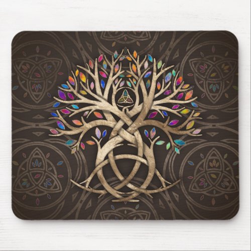 Triquetra Tree of life Colorful leaves Mouse Pad