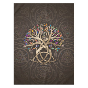 Triquetra Tree of life Colorful leaves Tablecloth
