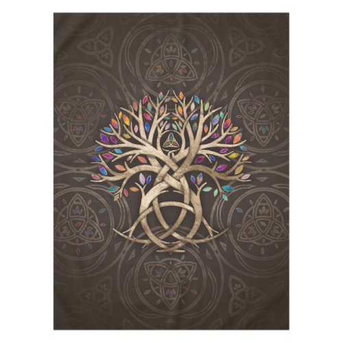 Triquetra Tree of life Colorful leaves Tablecloth