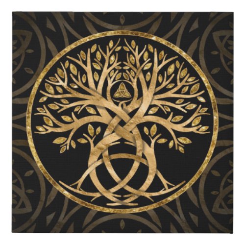Triquetra Tree of life Faux Canvas Print