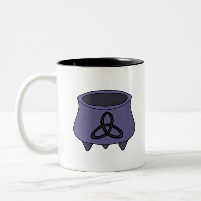 Triquetra Trinity Cauldron Two-Tone Coffee Mug (Left)