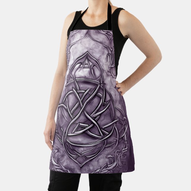 Triquetra Trinity Knot Lavender Purple Faux Metal Apron (Insitu)