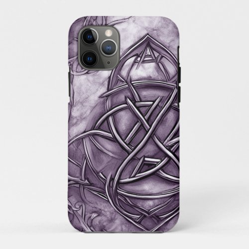 Triquetra Trinity Knot Lavender Purple Faux Metal iPhone 11 Pro Case