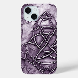 Triquetra Trinity Knot Lavender Purple Faux Metal iPhone 15 Case