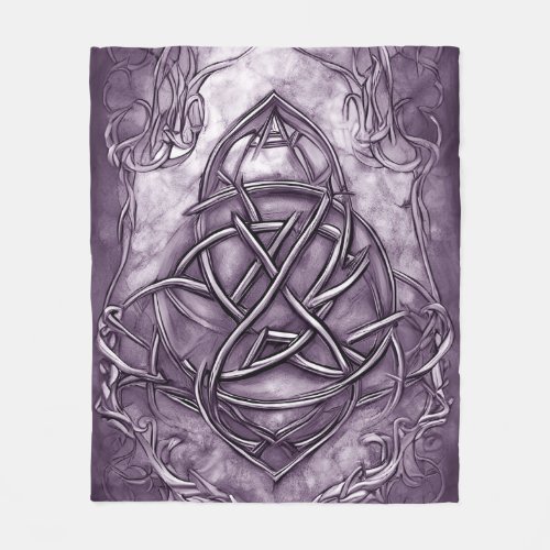 Triquetra Trinity Knot Lavender Purple Faux Metal Fleece Blanket