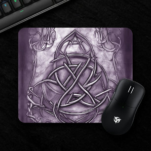Triquetra Trinity Knot Lavender Purple Faux Metal Mouse Pad