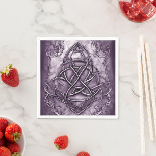 Triquetra Trinity Knot Lavender Purple Faux Metal Napkins