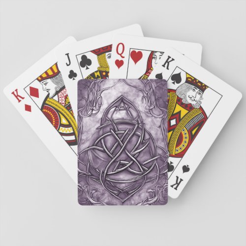 Triquetra Trinity Knot Lavender Purple Faux Metal Playing Cards