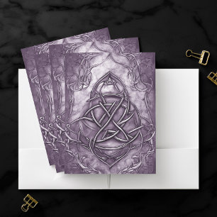Triquetra Trinity Knot Lavender Purple Faux Metal Pocket Folder