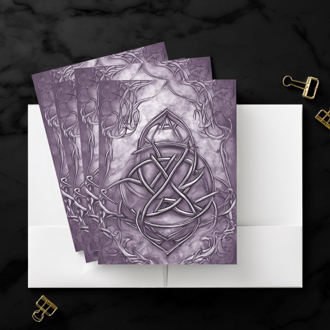 Triquetra Trinity Knot Lavender Purple Faux Metal Pocket Folder (Creator Uploaded)