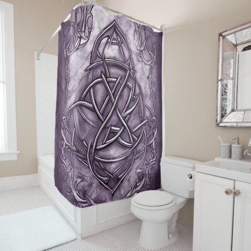Triquetra Trinity Knot Lavender Purple Faux Metal Shower Curtain