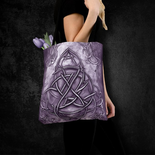 Triquetra Trinity Knot Lavender Purple Faux Metal Tote Bag (Creator Uploaded)
