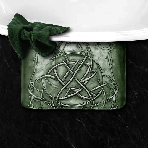 Triquetra Trinity Knot Sage Green Faux Metallic Bath Mat