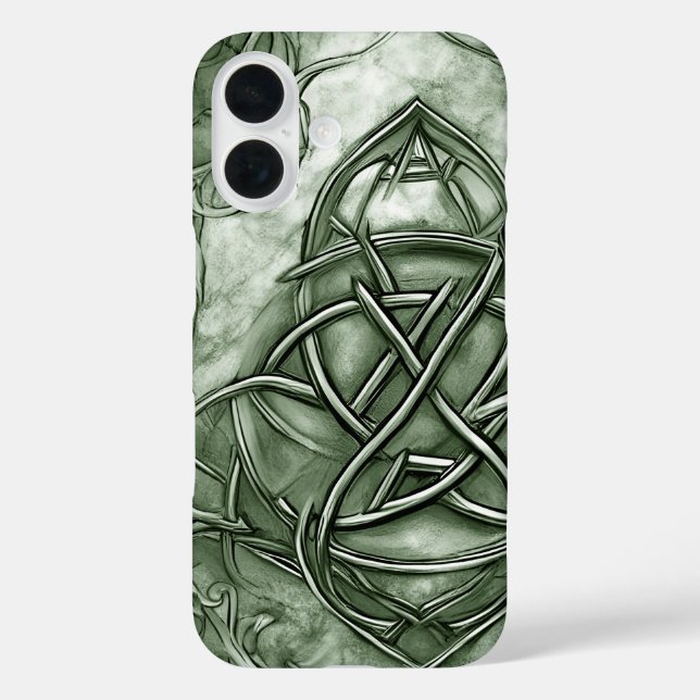 Triquetra Trinity Knot Sage Green Faux Metallic Case-Mate iPhone Case (Back)