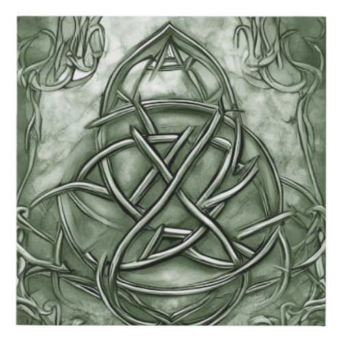 Triquetra Trinity Knot Sage Green Faux Metallic Faux Canvas Print