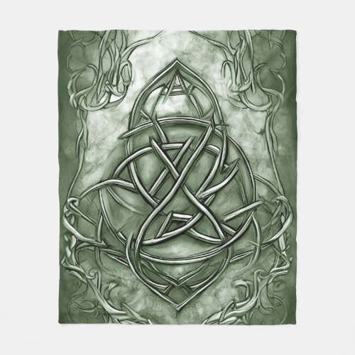 Triquetra Trinity Knot Sage Green Faux Metallic Fleece Blanket