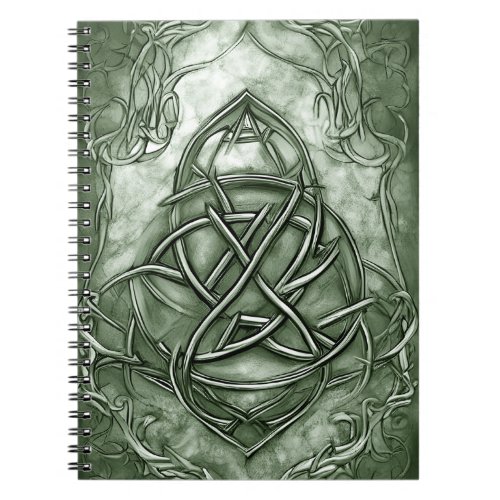 Triquetra Trinity Knot Sage Green Faux Metallic Notebook
