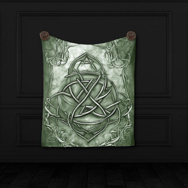 Triquetra Trinity Knot Sage Green Faux Metallic Tapestry (Creator Uploaded)