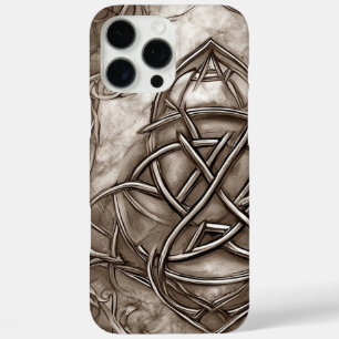 Triquetra Trinity Knot Sepia Faux Metallic Tin iPhone 16 Pro Max Case