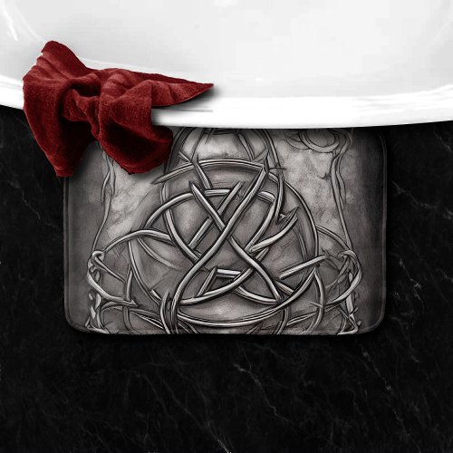 Triquetra Trinity Knot Silvery Pewter Faux Metal Bath Mat