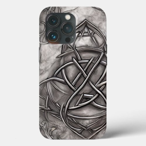Triquetra Trinity Knot Silvery Pewter Faux Metal iPhone 13 Pro Case