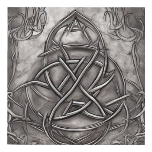Triquetra Trinity Knot Silvery Pewter Faux Metal Faux Canvas Print