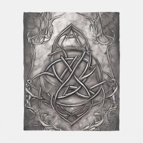 Triquetra Trinity Knot Silvery Pewter Faux Metal Fleece Blanket