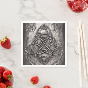 Triquetra Trinity Knot Silvery Pewter Faux Metal Napkins