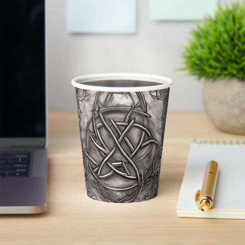 Triquetra Trinity Knot Silvery Pewter Faux Metal Paper Cups