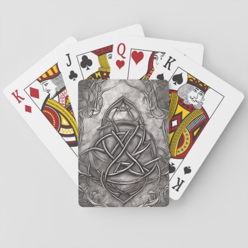 Triquetra Trinity Knot Silvery Pewter Faux Metal Playing Cards