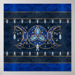 Triquetra Triple Moon Ornament with Moonstone Poster