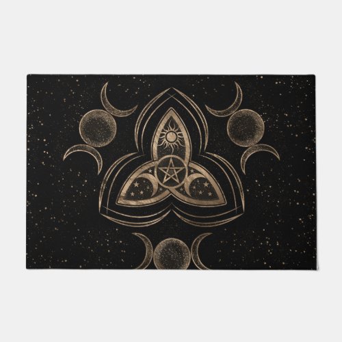 Triquetra Triple Moon Ornament with Pentagram Doormat