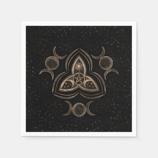 Triquetra Triple Moon Ornament with Pentagram Napkins (Front)
