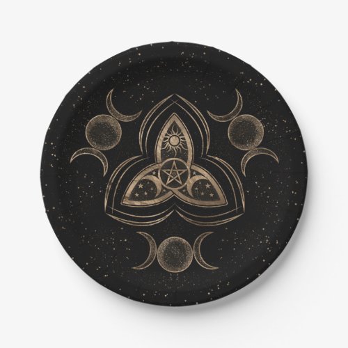 Triquetra Triple Moon Ornament with Pentagram Paper Plates