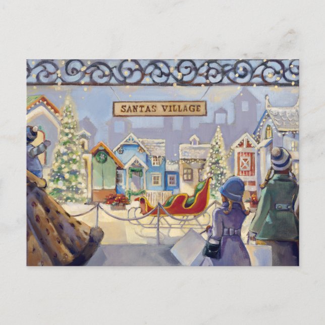 Trish Biddle Santa's Villiage Holiday Postcard (Front)